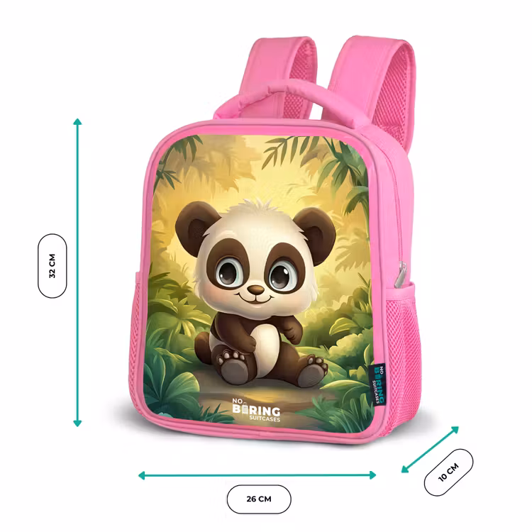 Kinderrucksack - Rosa - Panda - Bambuswald - Grün — 2