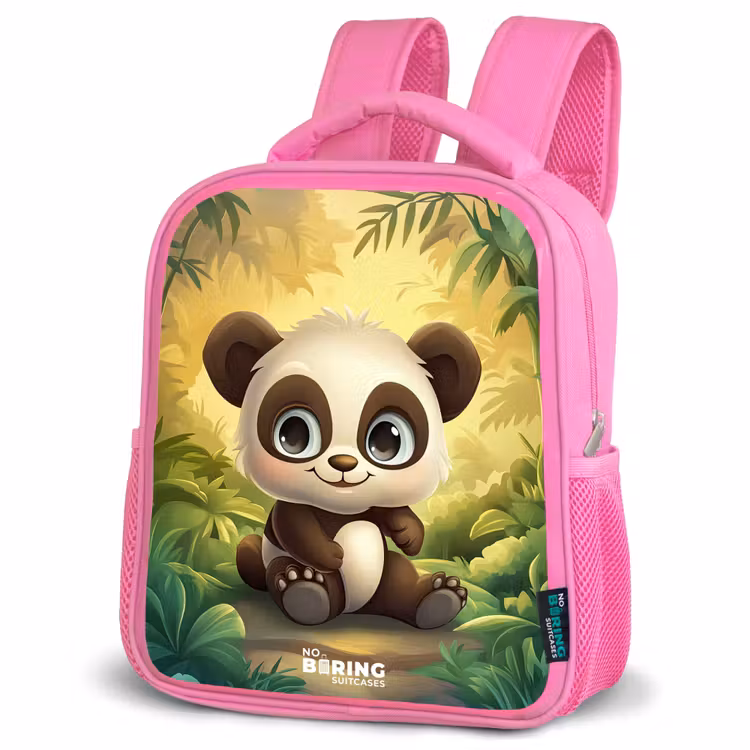 Kinderrucksack - Rosa - Panda - Bambuswald - Grün — 4