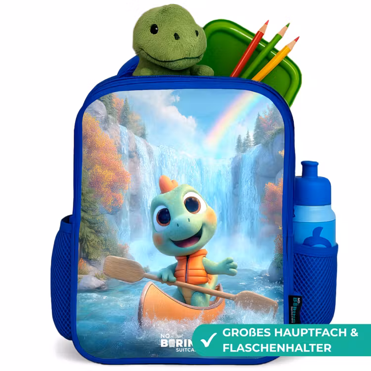 Kinderrucksack - Blau - Dino - Natur - Wasserfall — 3
