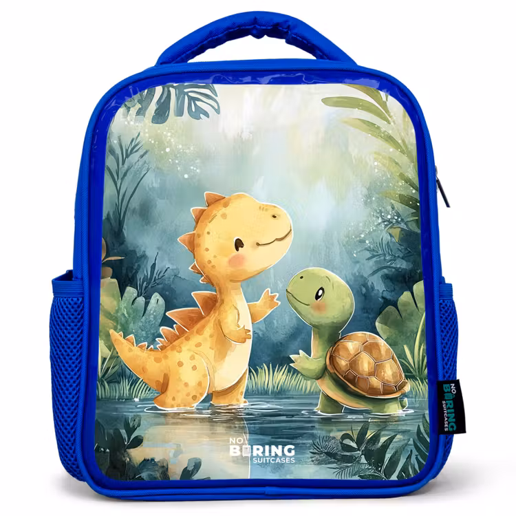 Kinderrucksack - Blau - Dino - Schildkröte - Dschungel — 1