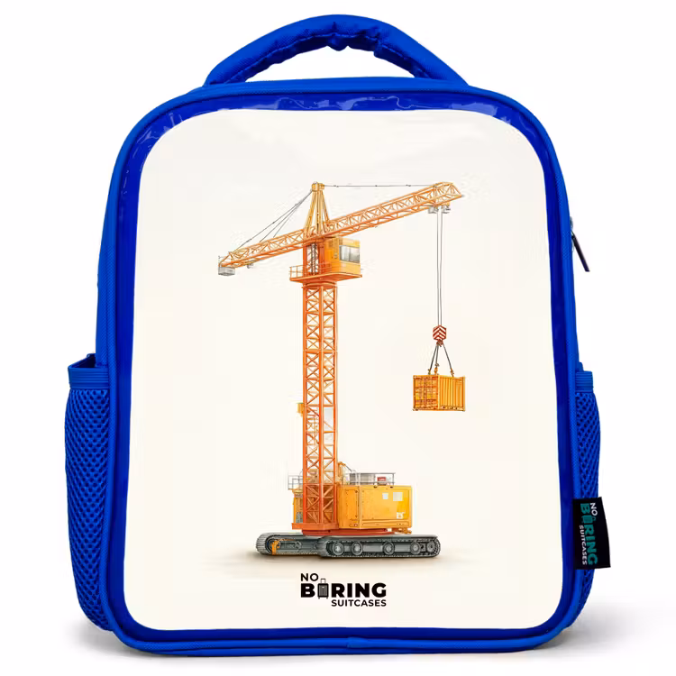 Kinderrucksack - Blau - Turmkran - Signiert - Orange — 1