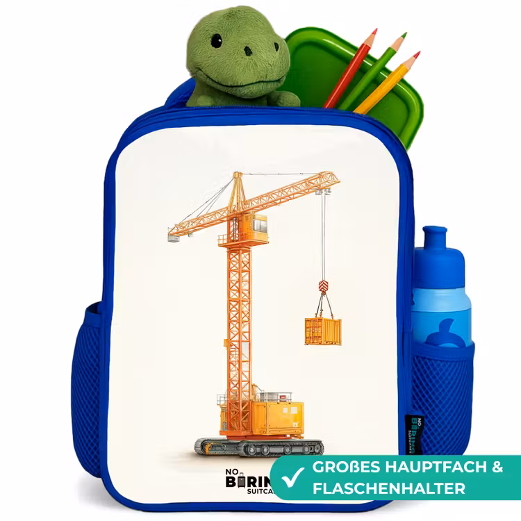 Kinderrucksack - Blau - Turmkran - Signiert - Orange — 3