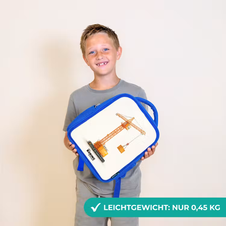 Kinderrucksack - Blau - Turmkran - Signiert - Orange — 4