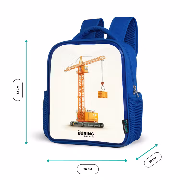 Kinderrucksack - Blau - Turmkran - Signiert - Orange — 6