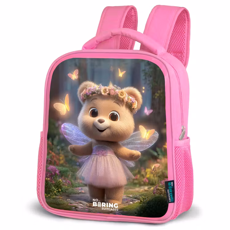 Kinderrucksack - Rosa - Bär - Schmetterlinge - Wald - Fee — 4