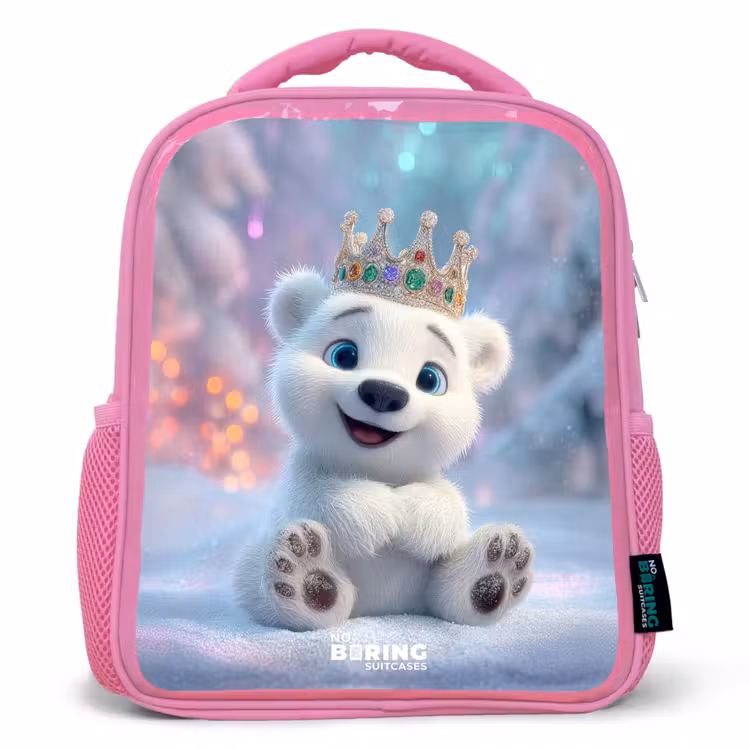 Kinderrucksack - Rosa - Eisbär - Krone - Winter — 1