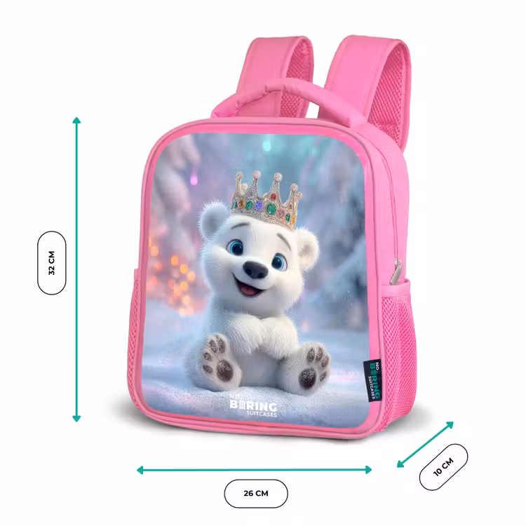 Kinderrucksack - Rosa - Eisbär - Krone - Winter — 2