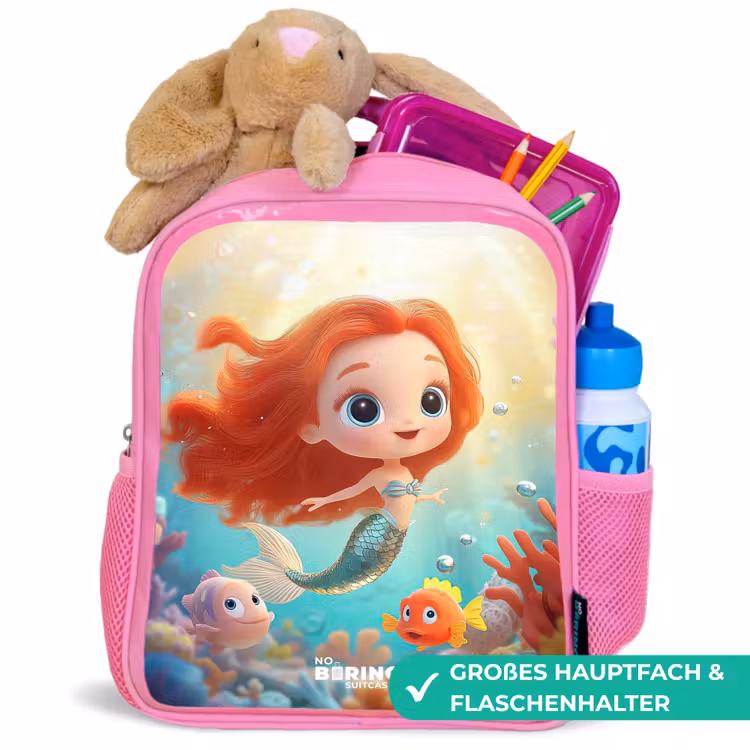 Kinderrucksack - Rosa - Meerjungfrau - Fisch - Koralle — 3