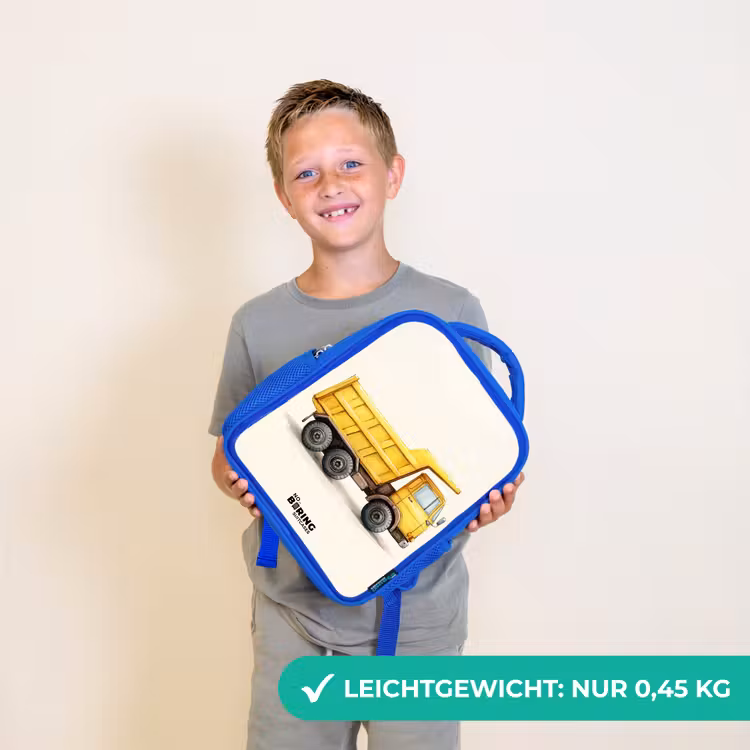 Kinderrucksack - Blau - Muldenkipper - Signiert - Gelb — 4