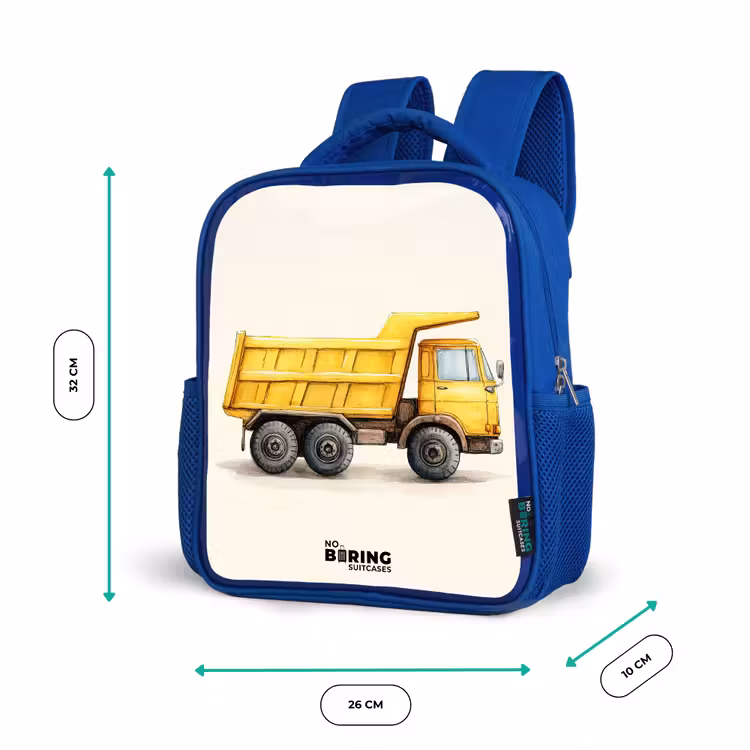 Kinderrucksack - Blau - Muldenkipper - Signiert - Gelb — 6