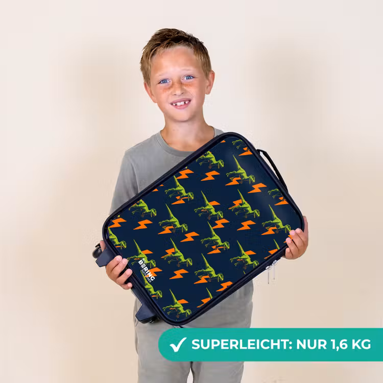Kinderkoffer - Dinos - Blitze - Tiere - Blau — 2