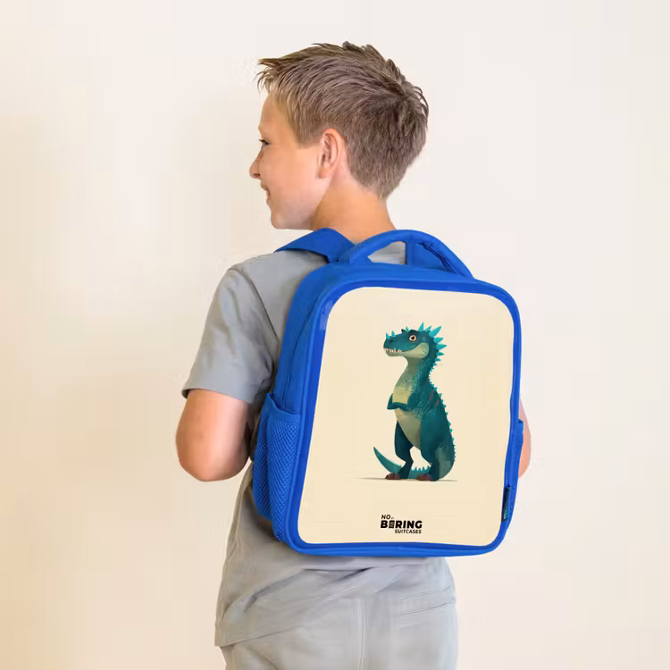 Kinderrucksack - Blau - Dino - Tier - Blau - Grün — 2