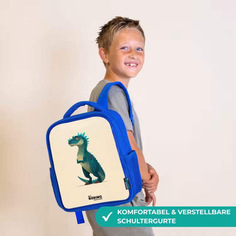 Kinderrucksack - Blau - Dino - Tier - Blau - Grün — 5