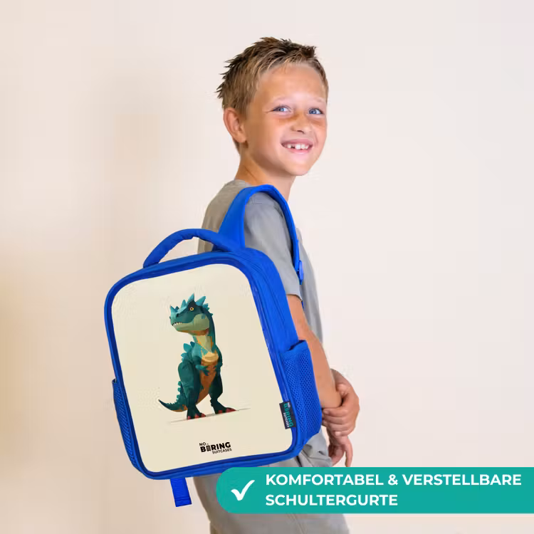 Kinderrucksack - Blau - Dino - Tier - Grün — 5