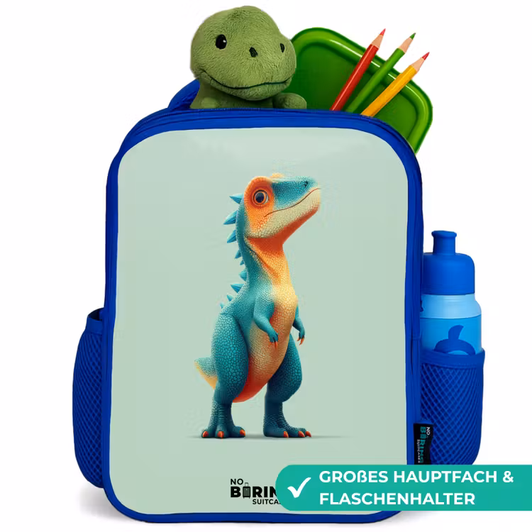 Kinderrucksack - Blau - Dino - Tier - Grün - Orange — 3
