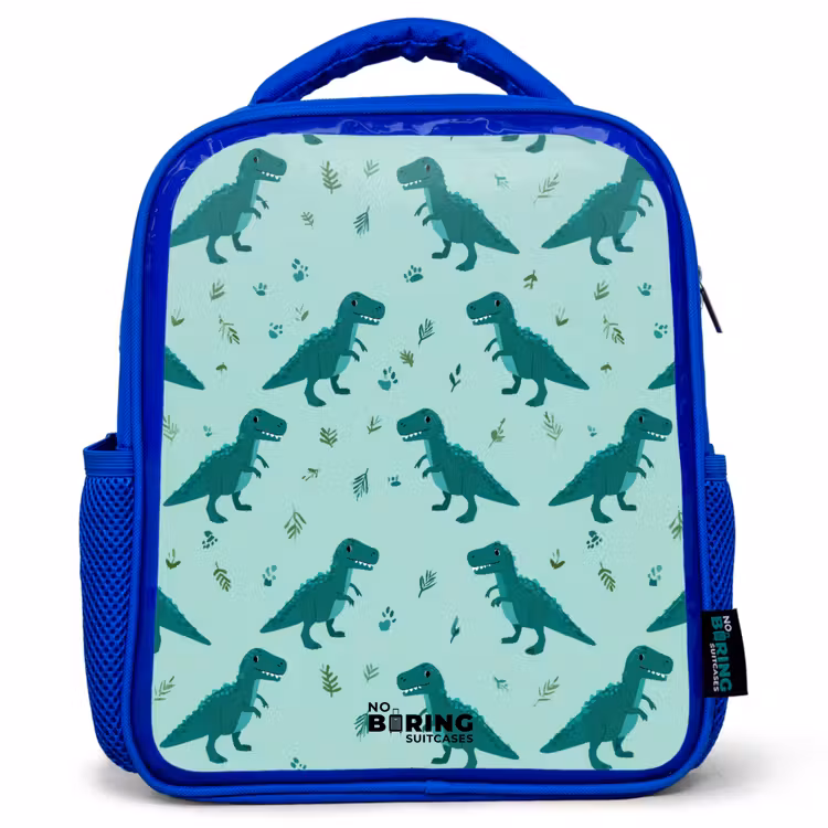 Kinderrucksack - Blau - Dinos - Muster - Grün — 1