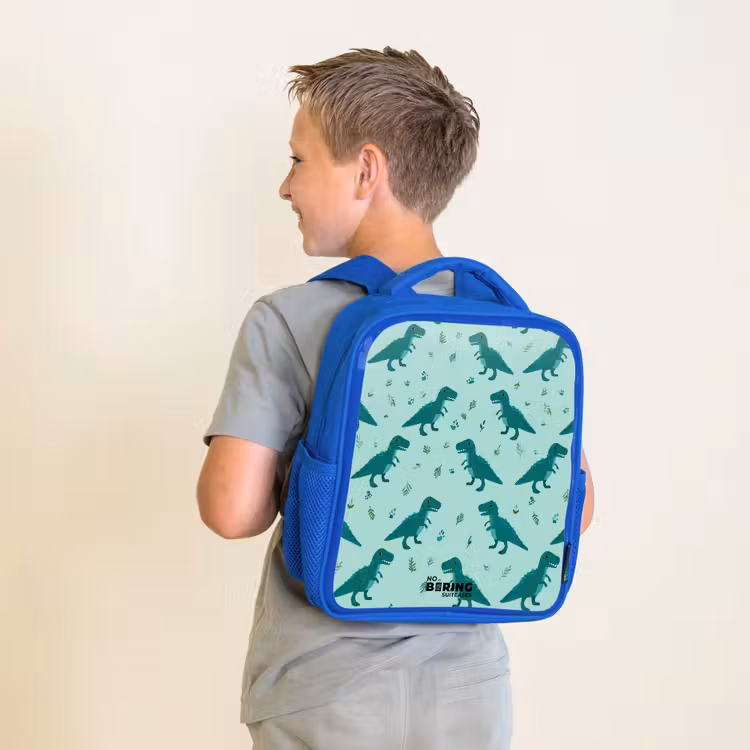Kinderrucksack - Blau - Dinos - Muster - Grün — 2