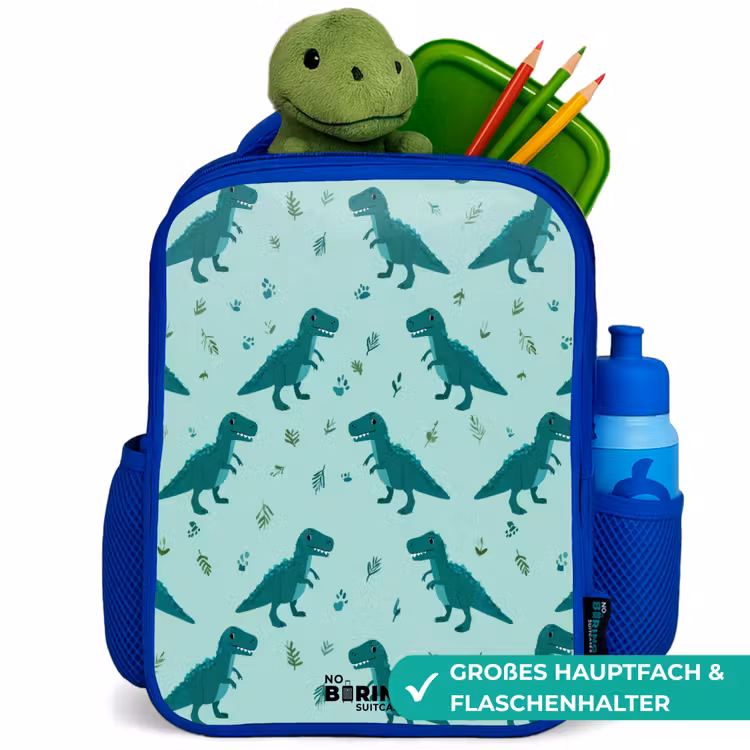 Kinderrucksack - Blau - Dinos - Muster - Grün — 3