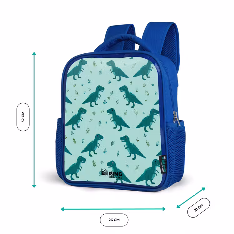 Kinderrucksack - Blau - Dinos - Muster - Grün — 6