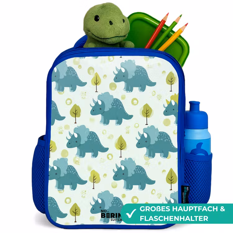 Kinderrucksack - Blau - Dinosaurier - Muster - Natur — 3