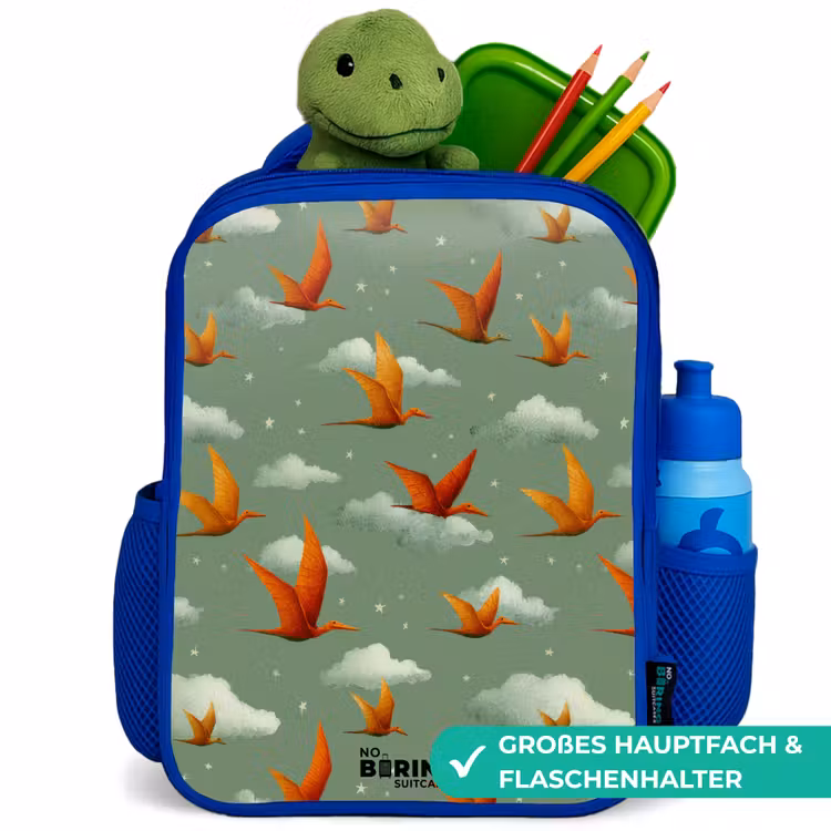 Kinderrucksack - Blau - Muster - Dino - Flugsaurier — 3
