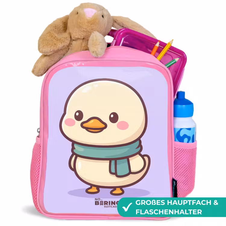 Kinderrucksack - Rosa - Kawai - Ente - Halstuch — 3