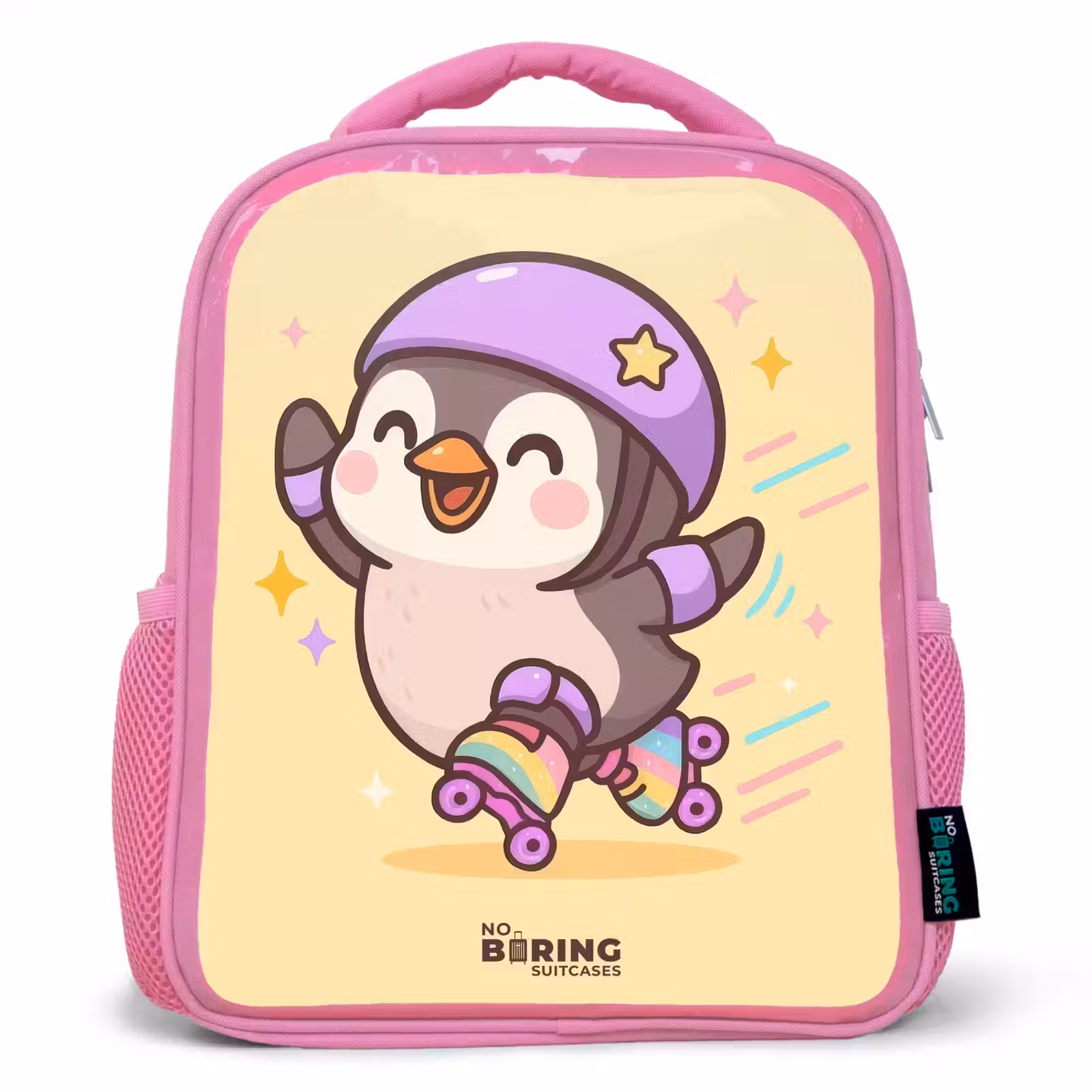 Kinderrucksack - Rosa - Kawai - Pinguin - Schlittschuhe — 1