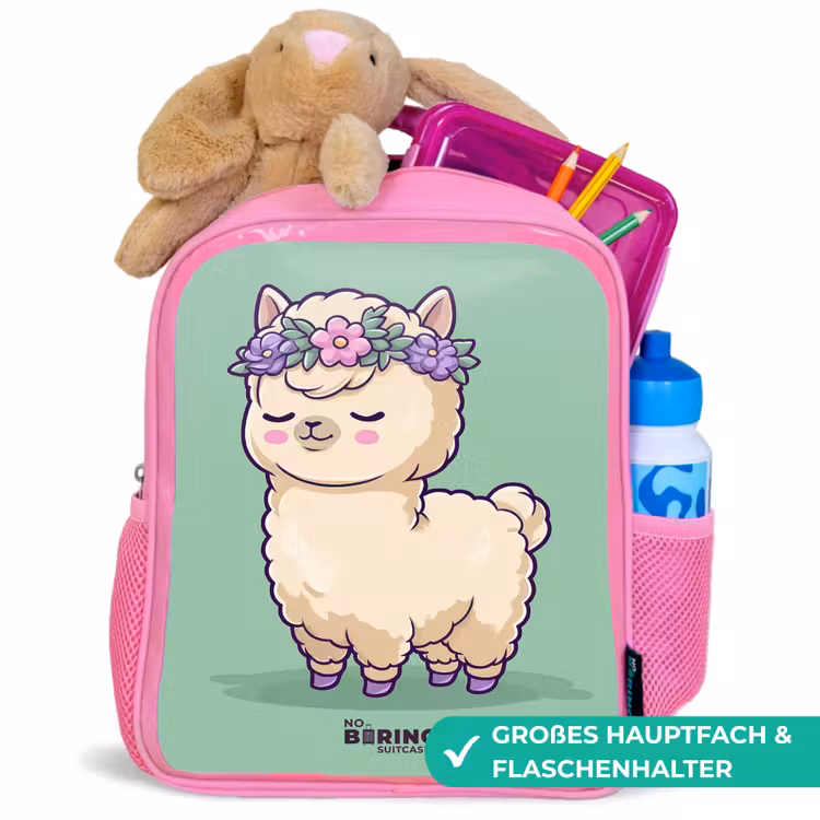 Kinderrucksack - Rosa - Kawai - Alpaka - Grün — 3