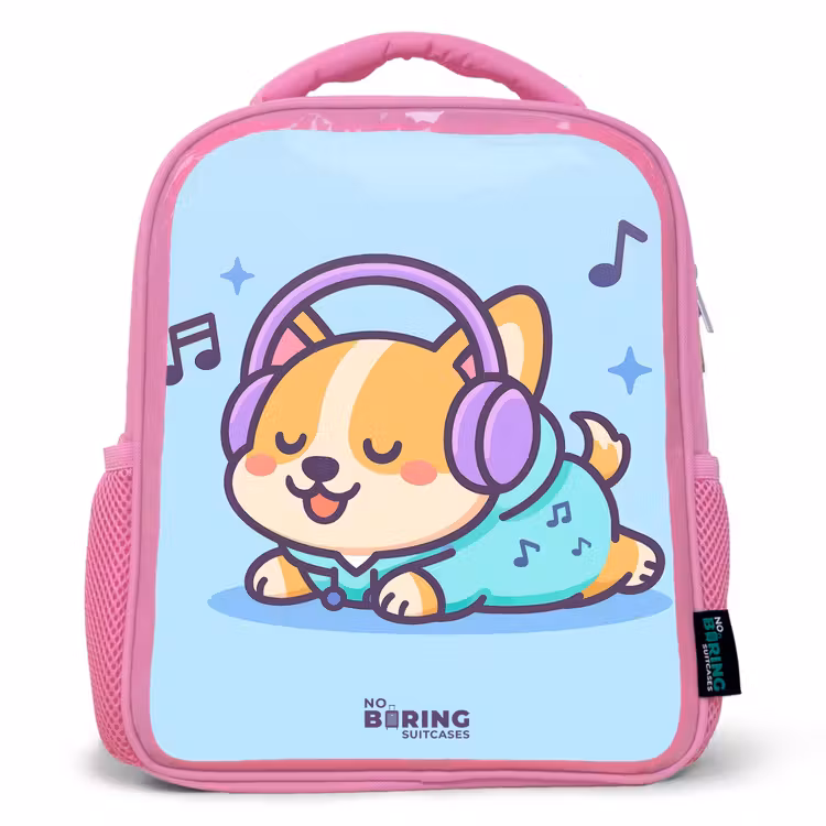 Kinderrucksack - Rosa - Kawai - Hund - Musik — 1