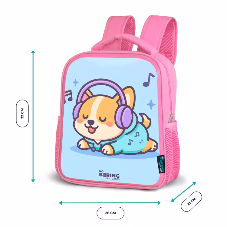 Kinderrucksack - Rosa - Kawai - Hund - Musik — 2