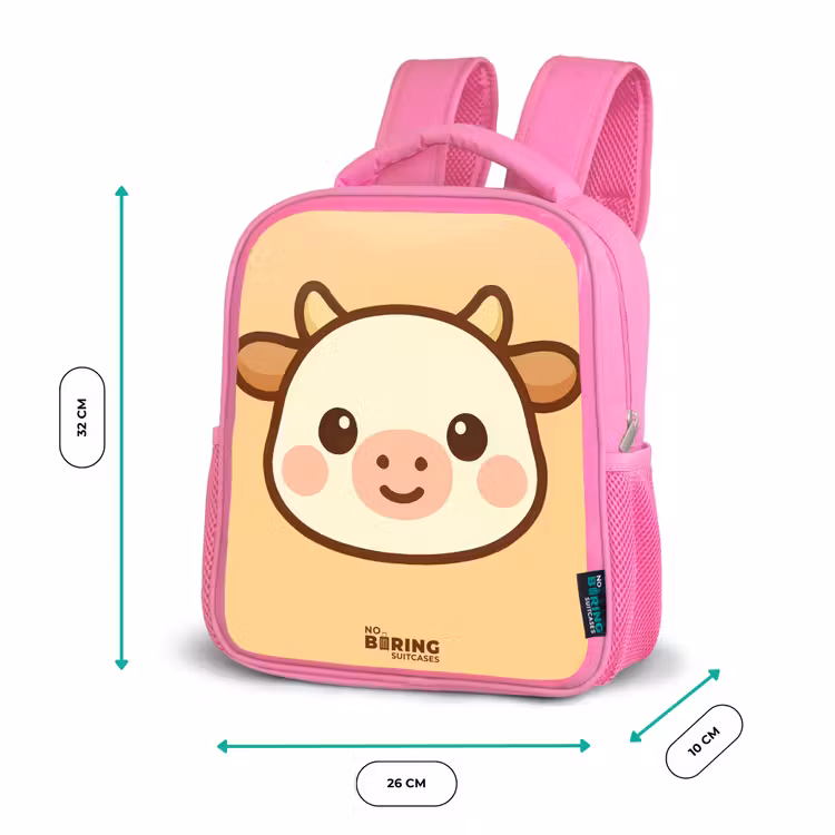 Kinderrucksack - Rosa - Kawai - Kuh - Braun — 2