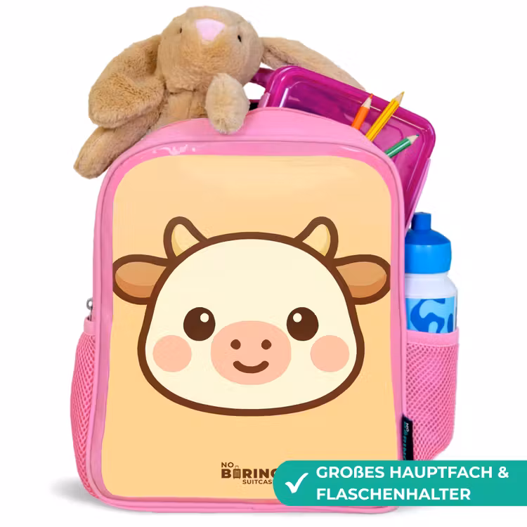 Kinderrucksack - Rosa - Kawai - Kuh - Braun — 3