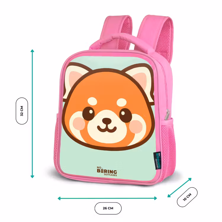Kinderrucksack - Rosa - Kawai - Roter Panda - Grün — 2