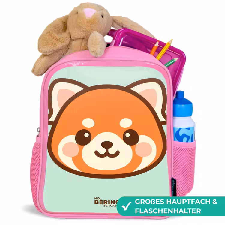 Kinderrucksack - Rosa - Kawai - Roter Panda - Grün — 3