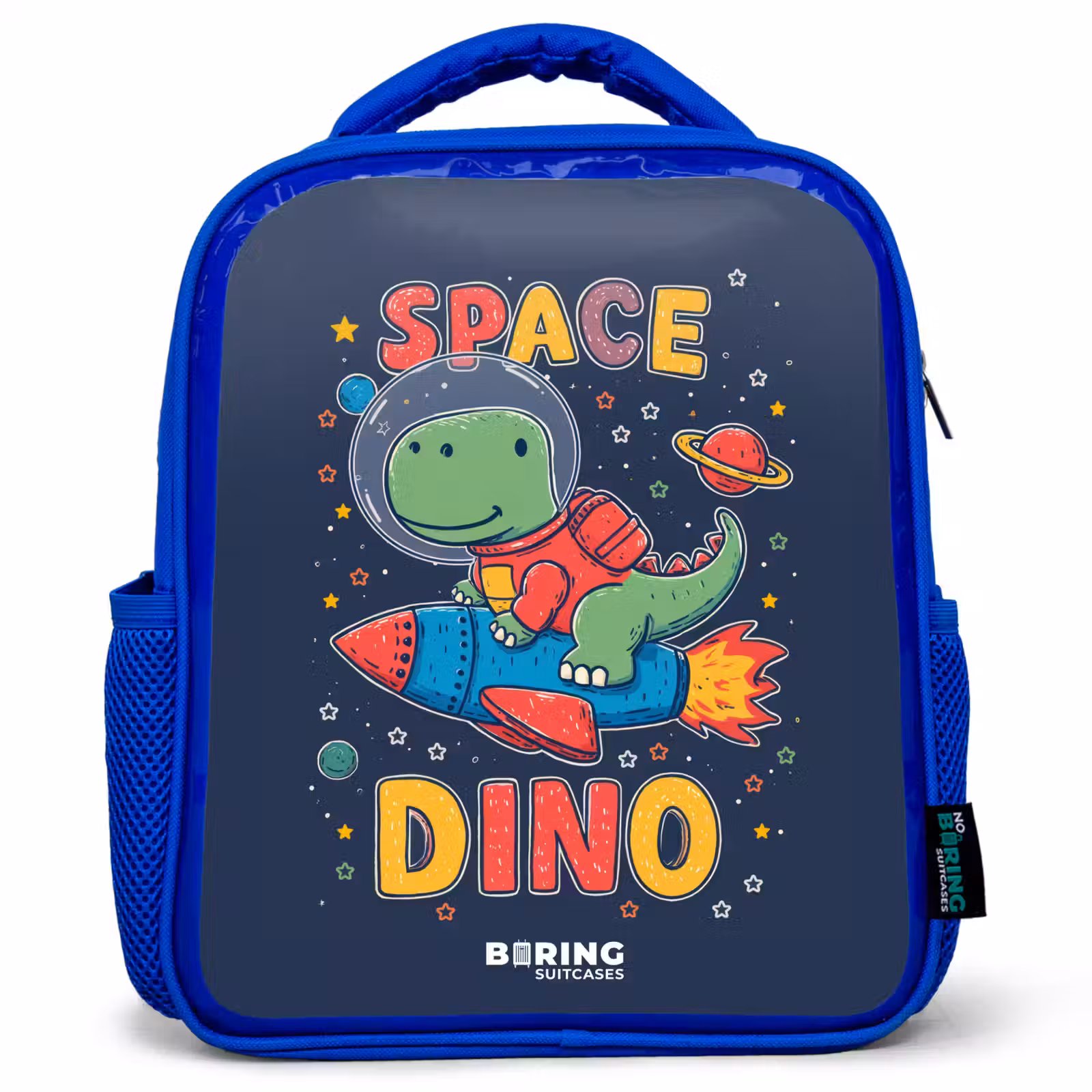 Kinderrucksack - Blau - Dino - Grün - Rakete - Sterne — 1