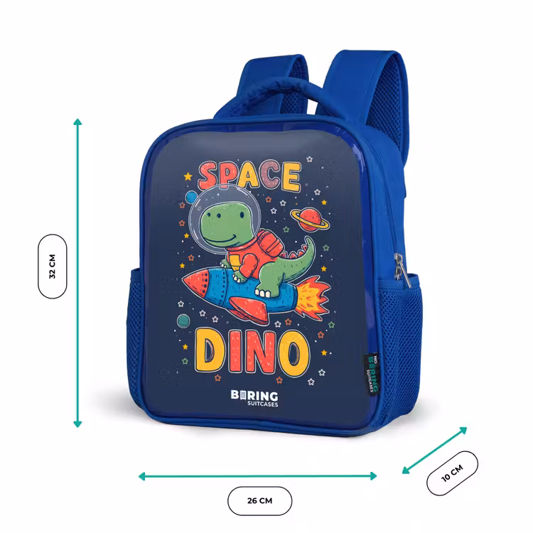 Kinderrucksack - Blau - Dino - Grün - Rakete - Sterne — 6