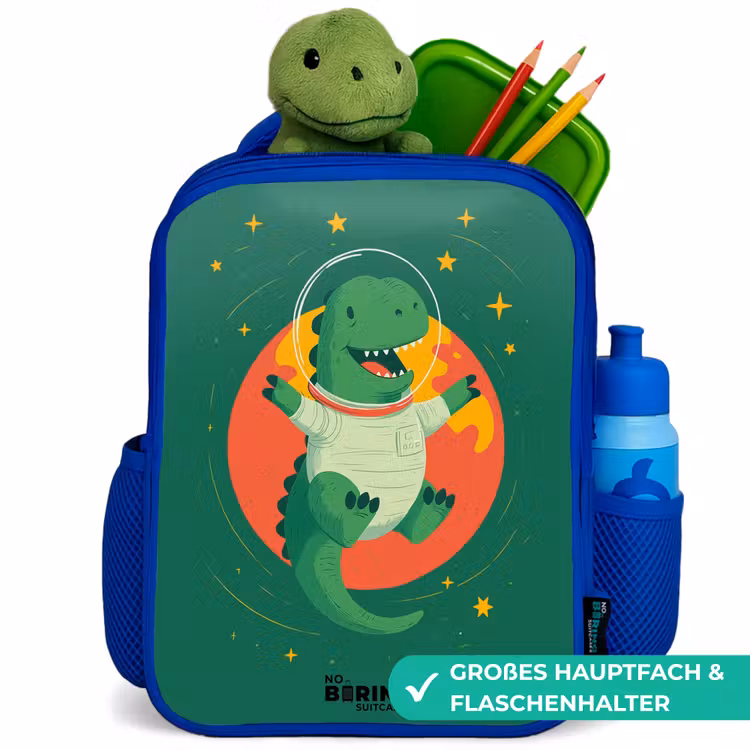 Kinderrucksack - Blau - Dino - Planet - Sterne - Grün — 3