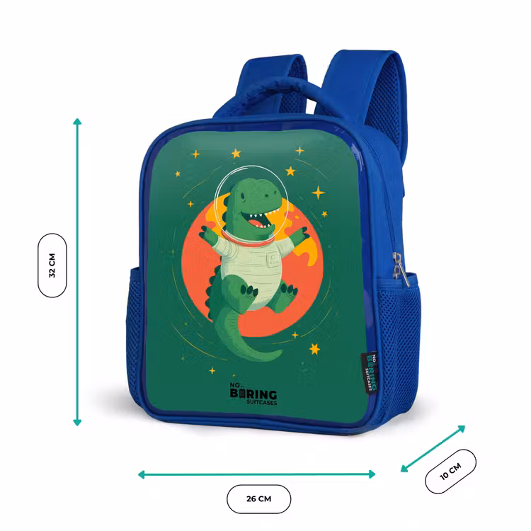Kinderrucksack - Blau - Dino - Planet - Sterne - Grün — 6