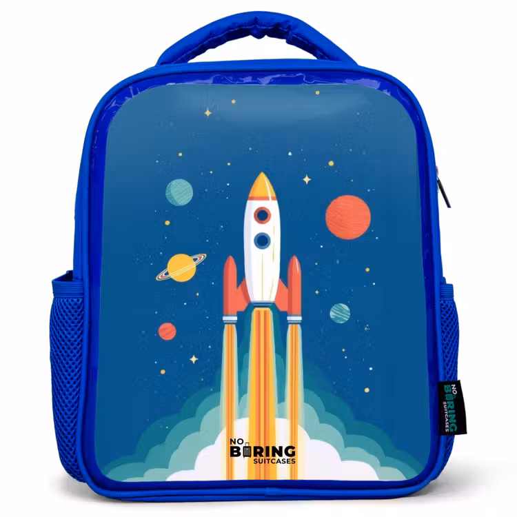 Kinderrucksack - Blau - Rakete - Planet - Sterne - Mehrfarbig — 1