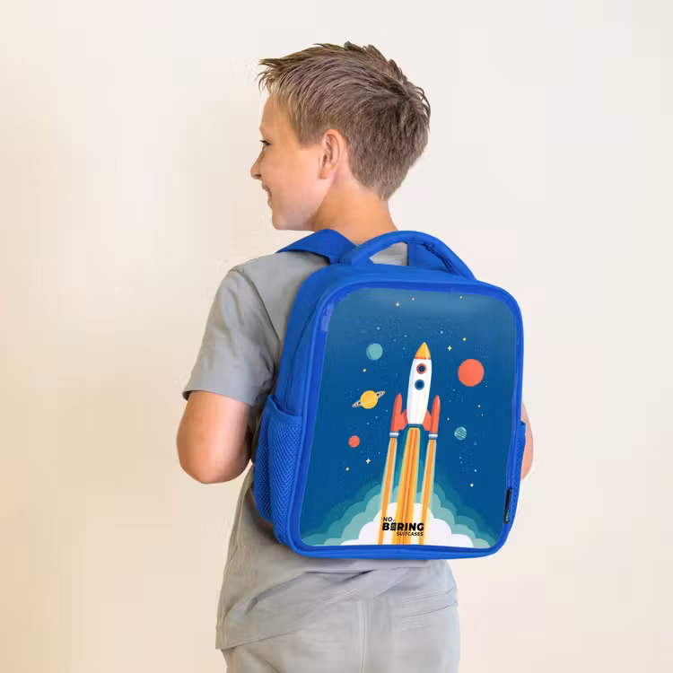 Kinderrucksack - Blau - Rakete - Planet - Sterne - Mehrfarbig — 2