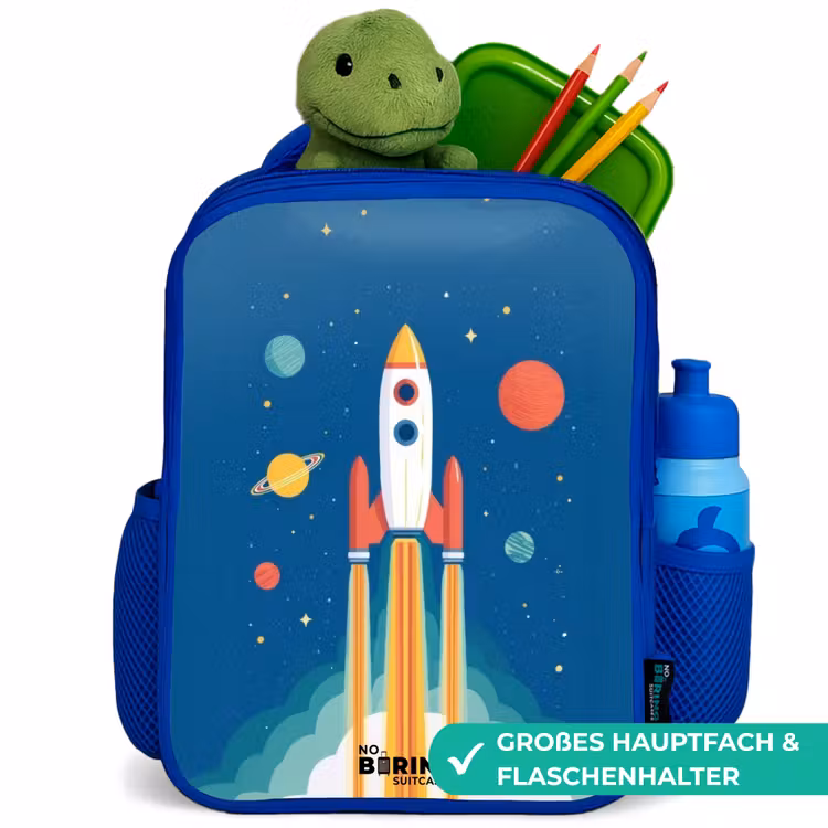 Kinderrucksack - Blau - Rakete - Planet - Sterne - Mehrfarbig — 3