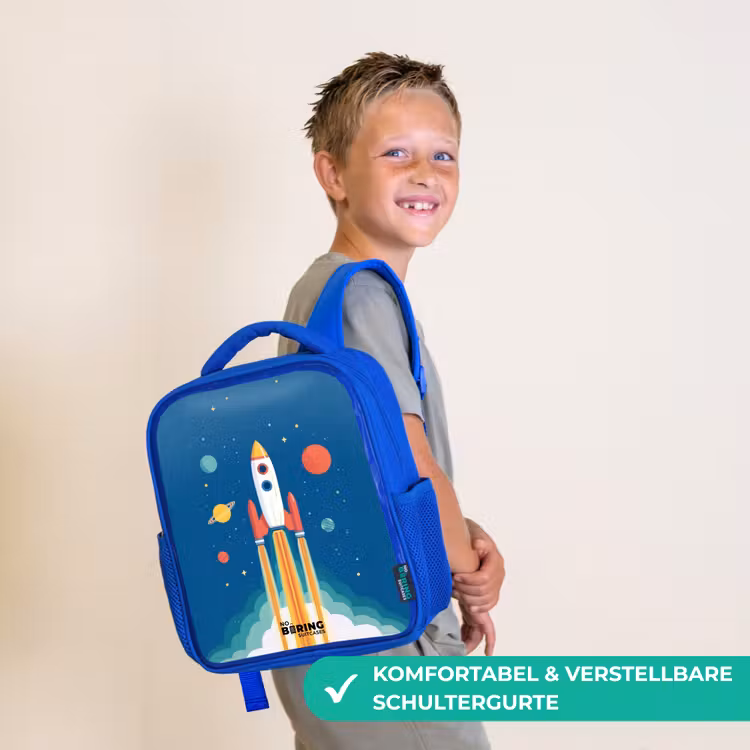 Kinderrucksack - Blau - Rakete - Planet - Sterne - Mehrfarbig — 5