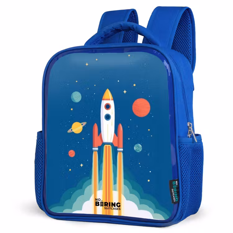 Kinderrucksack - Blau - Rakete - Planet - Sterne - Mehrfarbig — 7