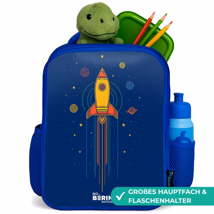Kinderrucksack - Blau - Rakete - Planeten - Sterne — 3