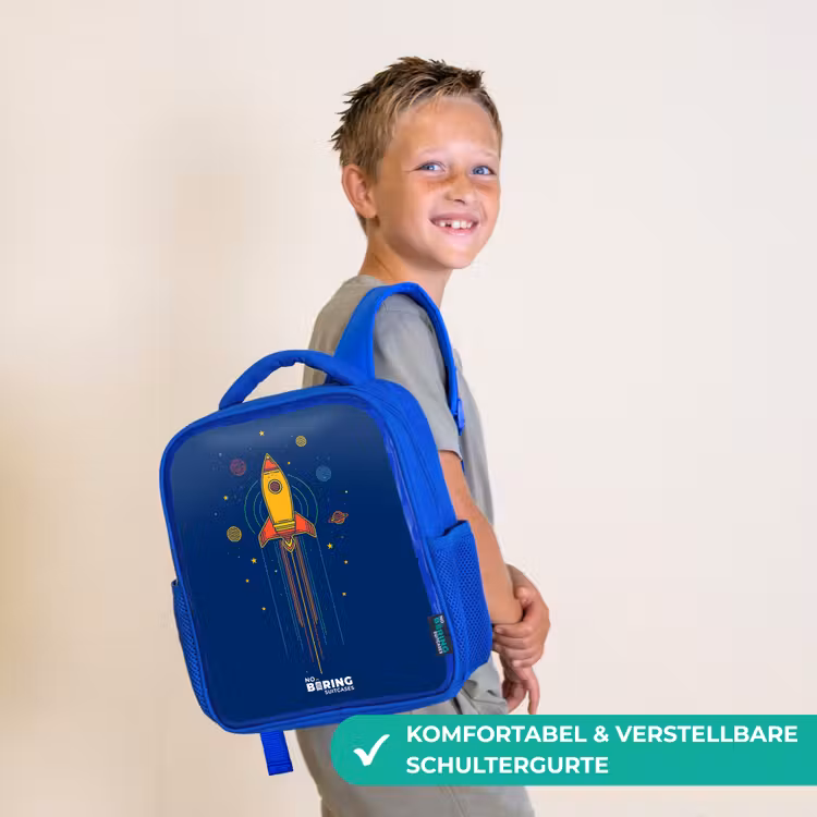 Kinderrucksack - Blau - Rakete - Planeten - Sterne — 5