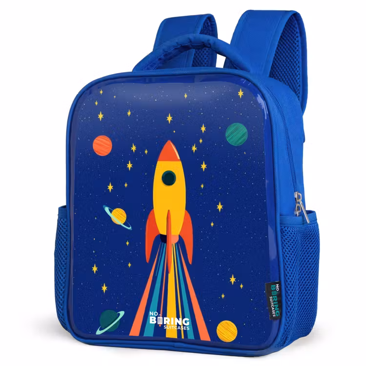 Kinderrucksack - Blau - Rakete - Sterne - Planet - Weltraum — 7