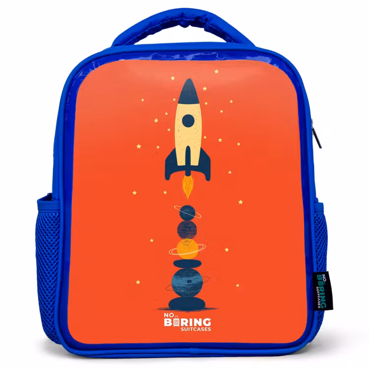 Kinderrucksack - Blau - Rakete - Sterne - Planeten — 1