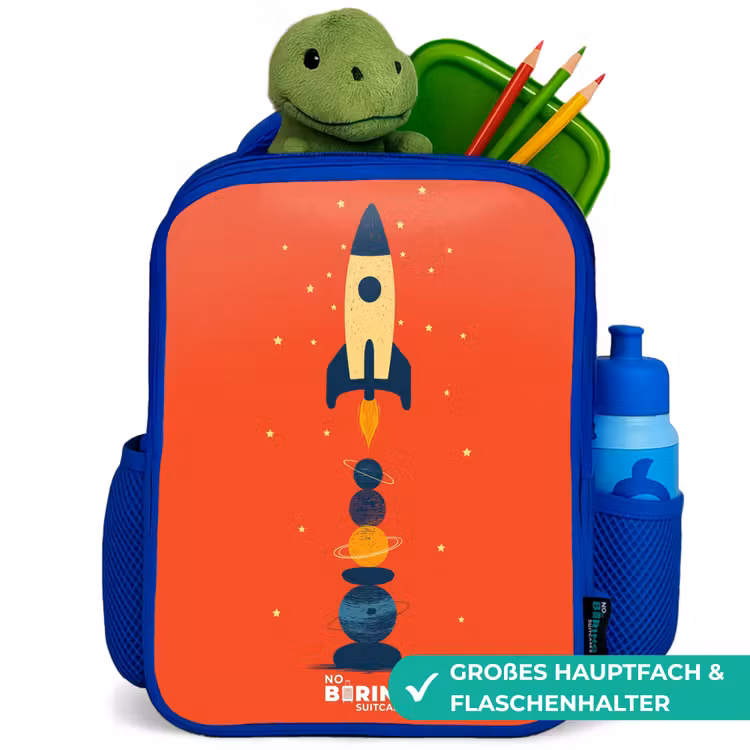 Kinderrucksack - Blau - Rakete - Sterne - Planeten — 3