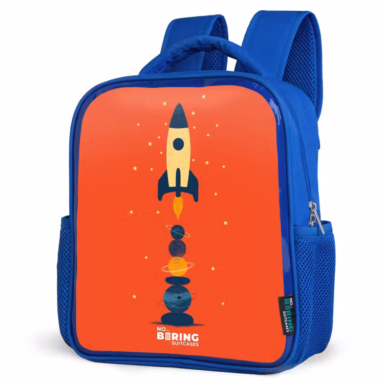 Kinderrucksack - Blau - Rakete - Sterne - Planeten — 7