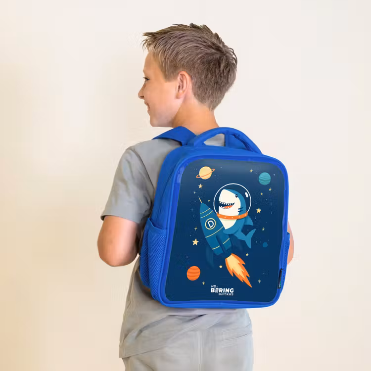 Kinderrucksack - Blau - Tier - Weltraum - Planet - Rakete — 2
